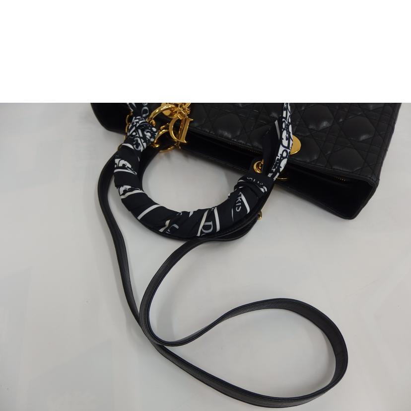 DIOR ディオール/レディーディオールラージ/カナージュ2WAY黒//ABランク/82