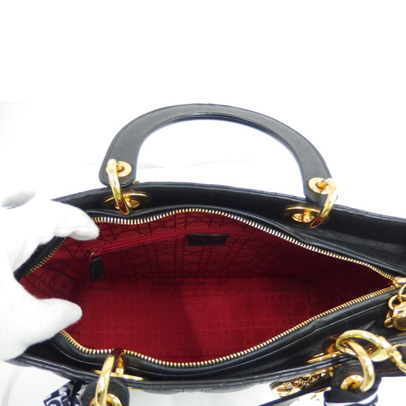 DIOR ディオール/レディーディオールラージ/カナージュ2WAY黒//ABランク/82