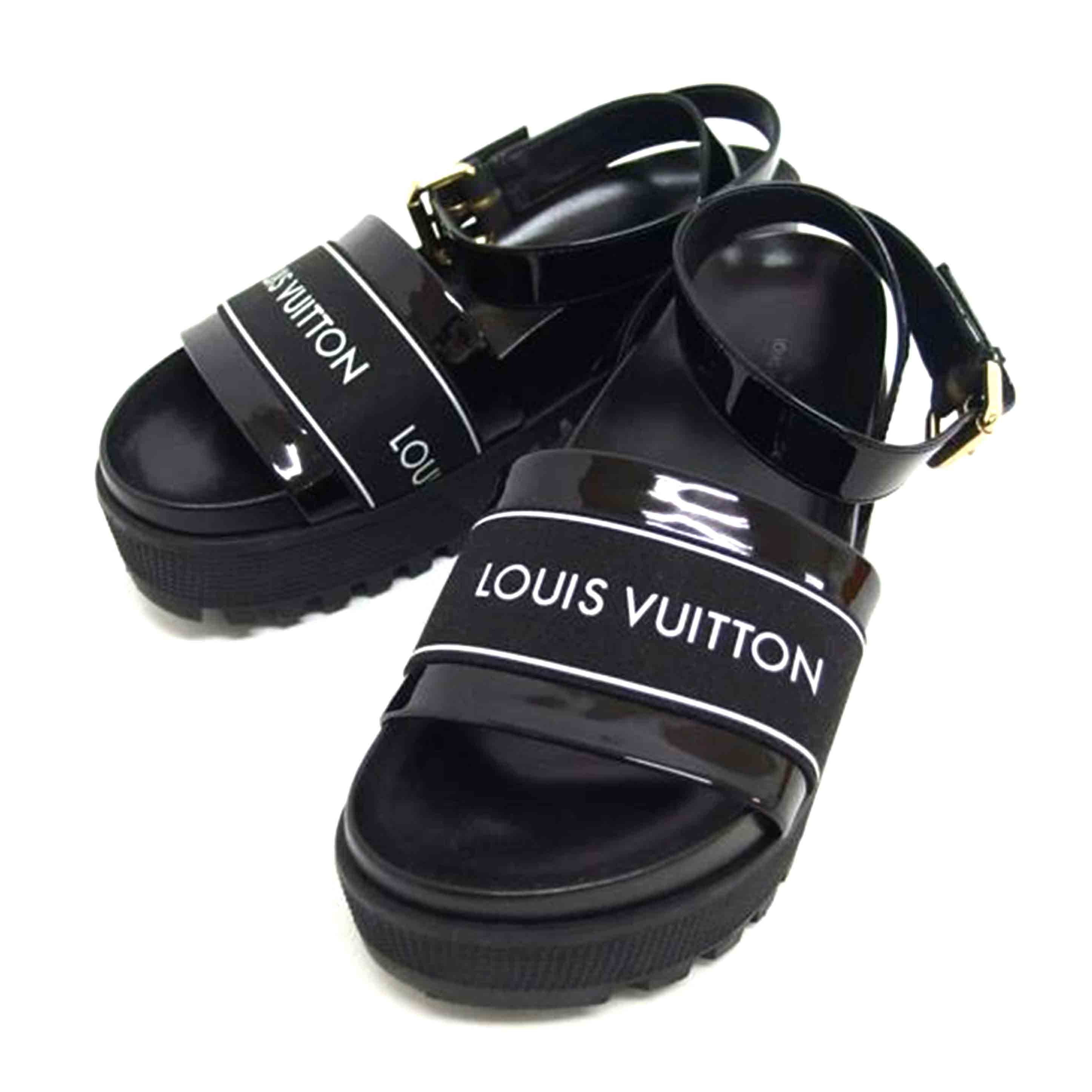 LV ルイ・ヴィトン/ロゴデザイン/厚底サンダル/ブラック//MA1***/ABランク/18