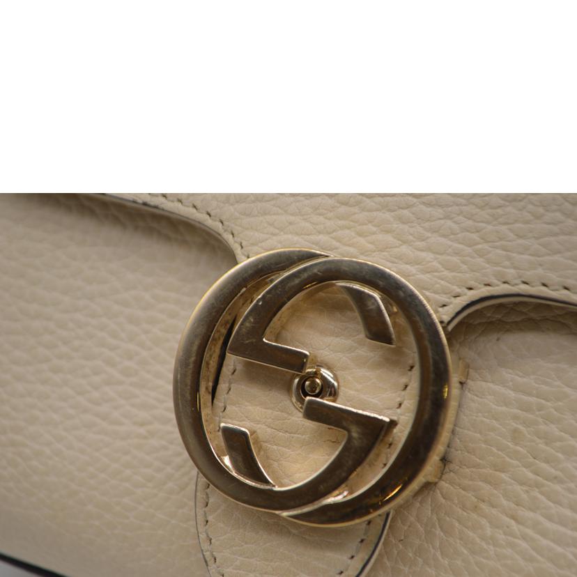 GUCCI グッチ/インターロッキングGチェーンレザーショルダー/アイボリー/607720//Bランク/89