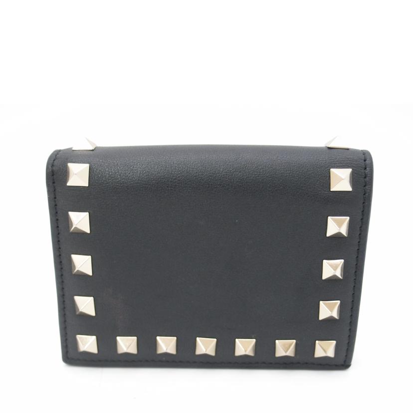 VALENTINO ヴァレンティノ ガラヴァーニ/ロックスタッズコンパクトウオレット/ブラック/QW0P0P39BOL//Aランク/69