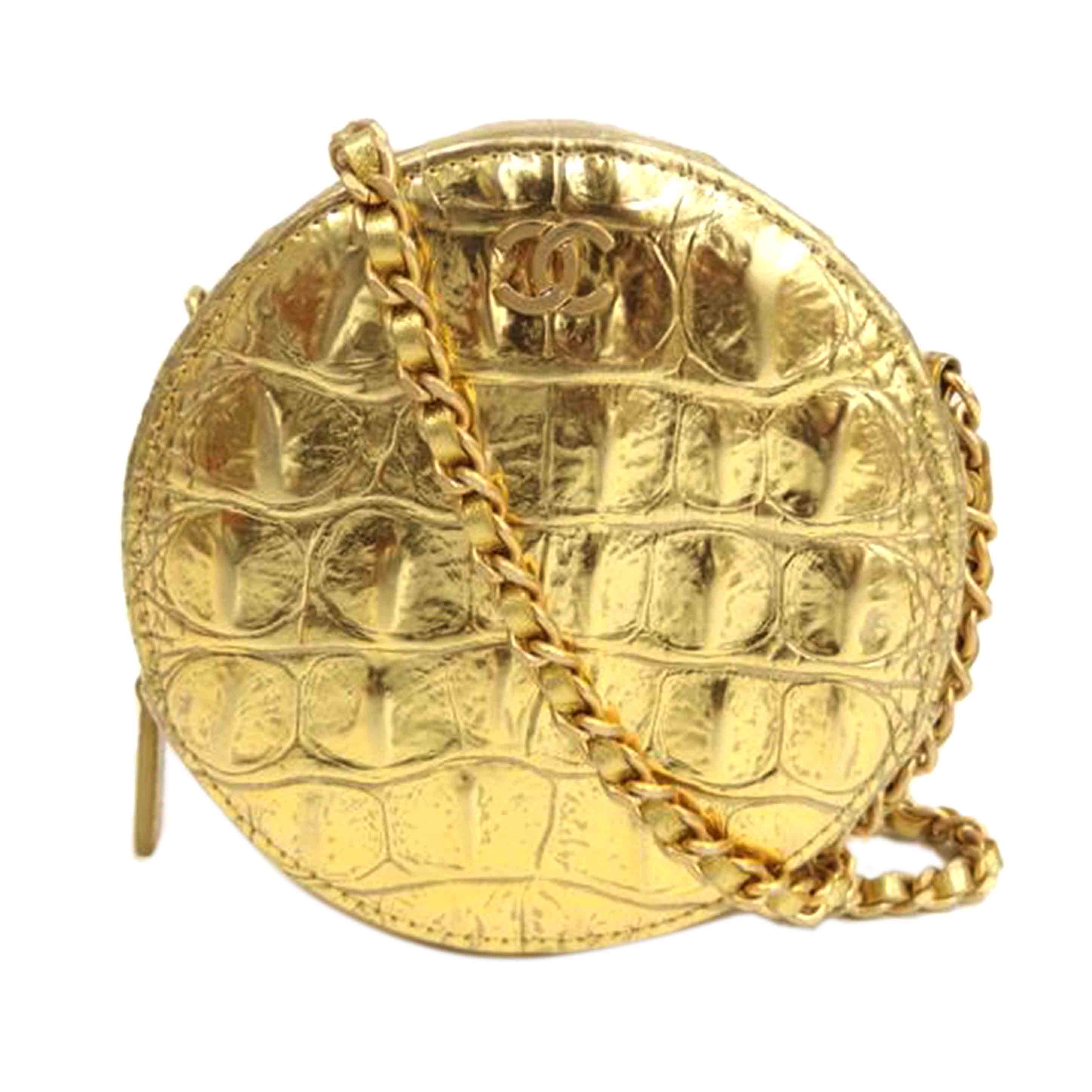 CHANEL シャネル/ココマーク/クロコ型押しラウンドチェーンショルダー//281*****/ABランク/82