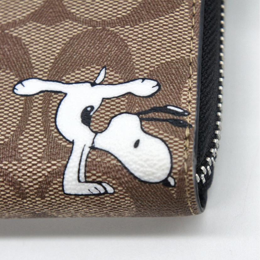 COACH コーチ/ジップアラウンドウォレット スヌーピー シグネチャー/C4596//D21**/Aランク/85
