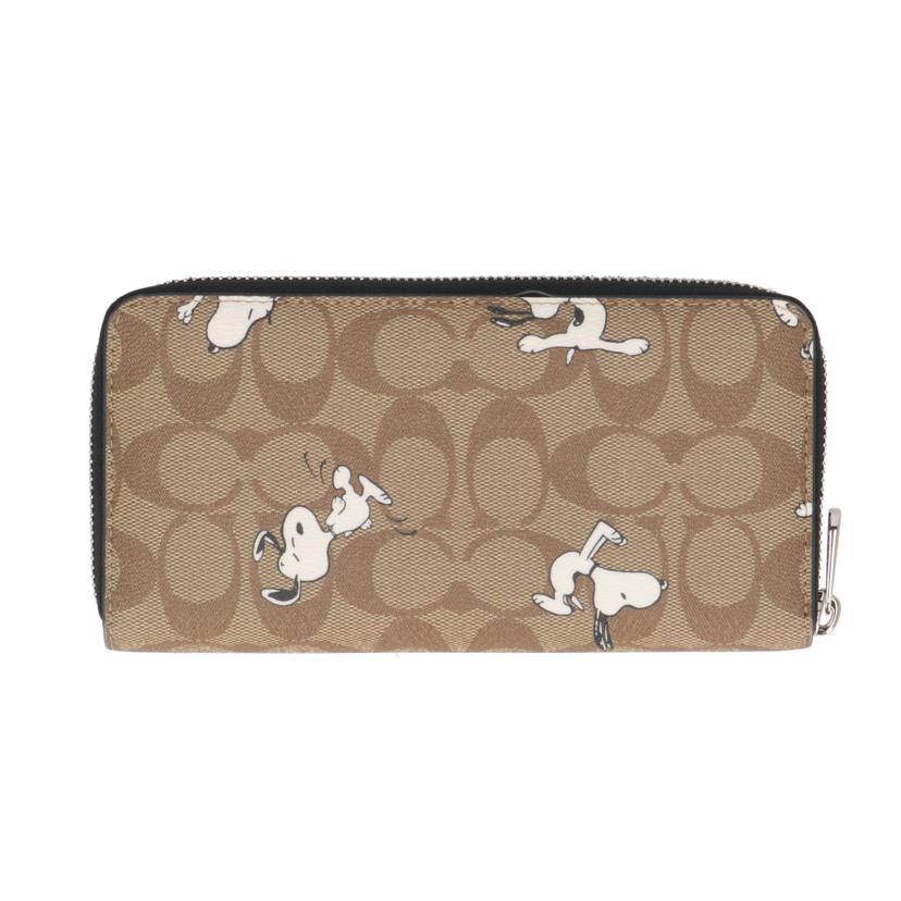 COACH コーチ/ジップアラウンドウォレット スヌーピー シグネチャー/C4596//D21**/Aランク/85