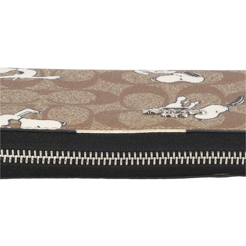 COACH コーチ/ジップアラウンドウォレット スヌーピー シグネチャー/C4596//D21**/Aランク/85