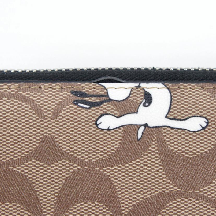 COACH コーチ/ジップアラウンドウォレット スヌーピー シグネチャー/C4596//D21**/Aランク/85