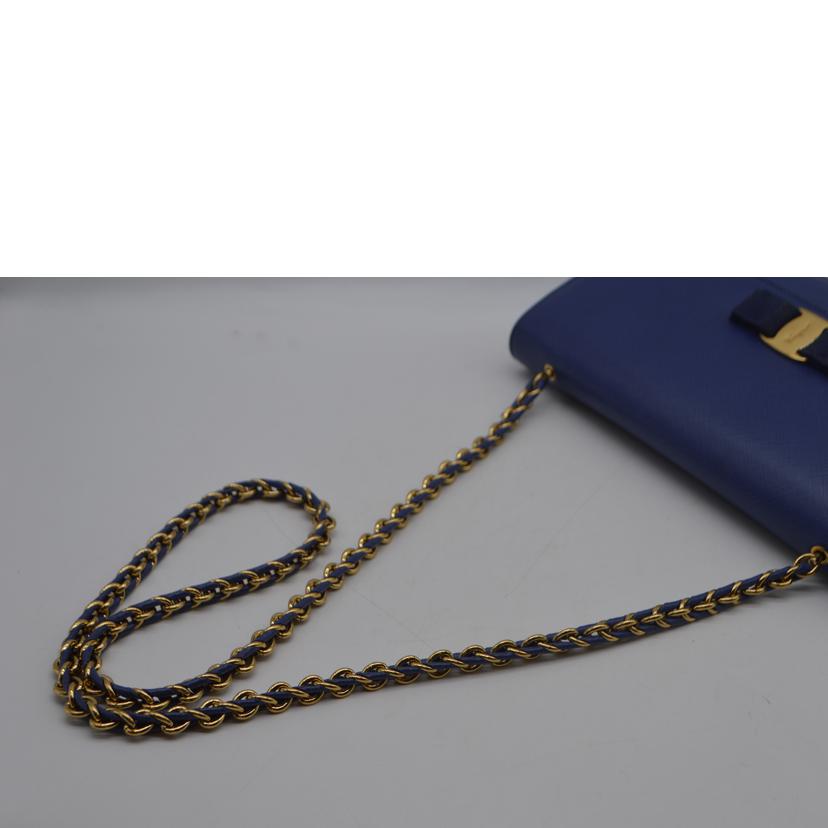 Ferragamo フェラガモ/ヴァラリボンチェーンレザーショルダー/AU-21/E1480//Bランク/89