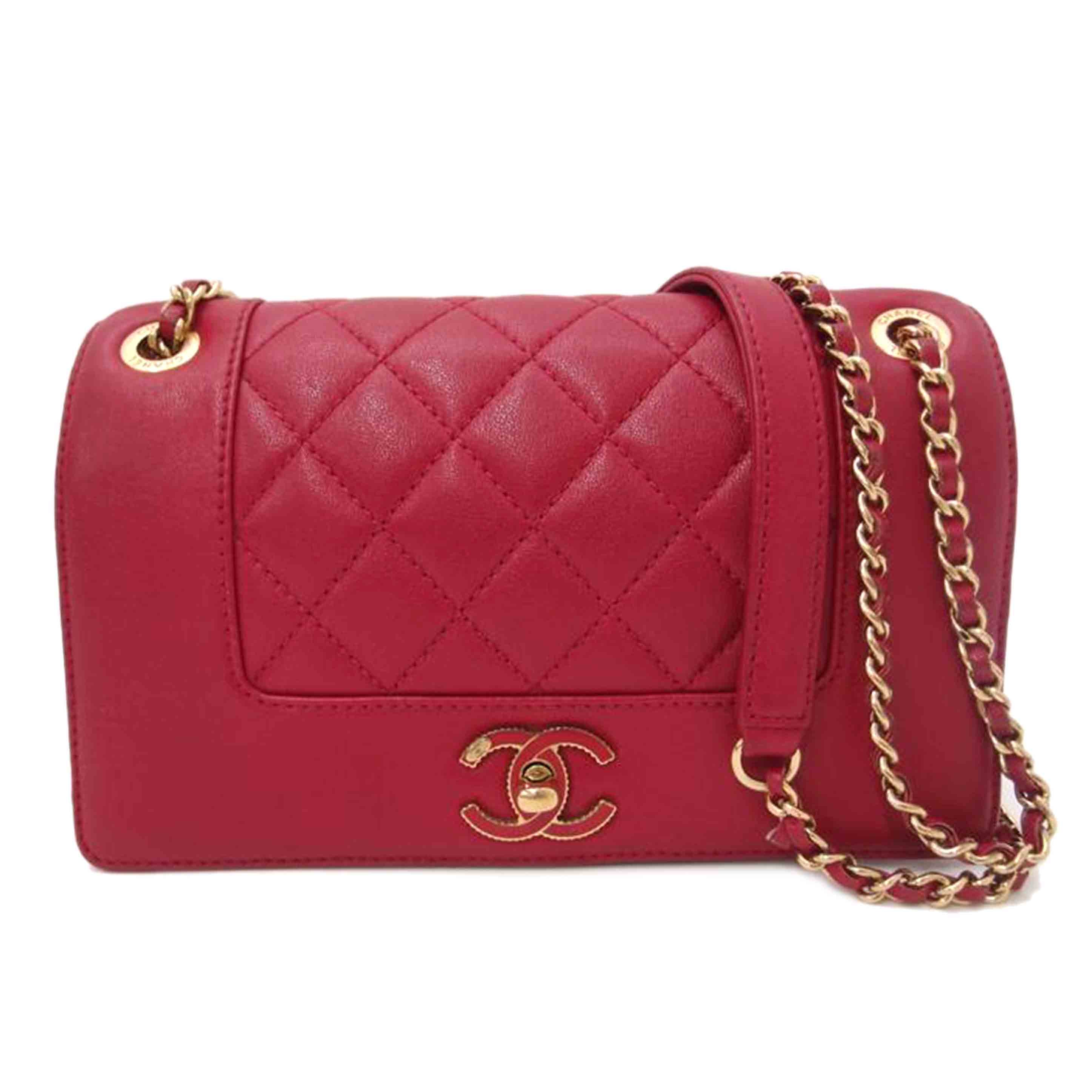 CHANEL シャネル/ターンロックチェーンショルダー/レッド//215*****/Aランク/69