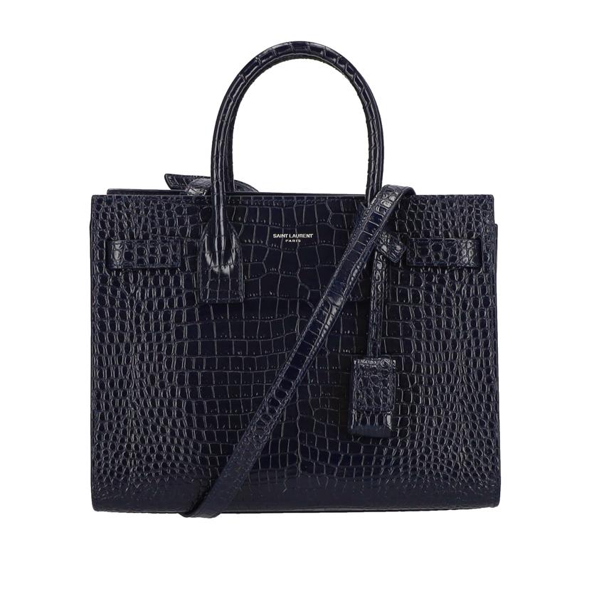 SAINT LAURENT サンローラン/サックドジュールベイビー/クロコ型押し/ネイビー/421863//011*/Aランク/18