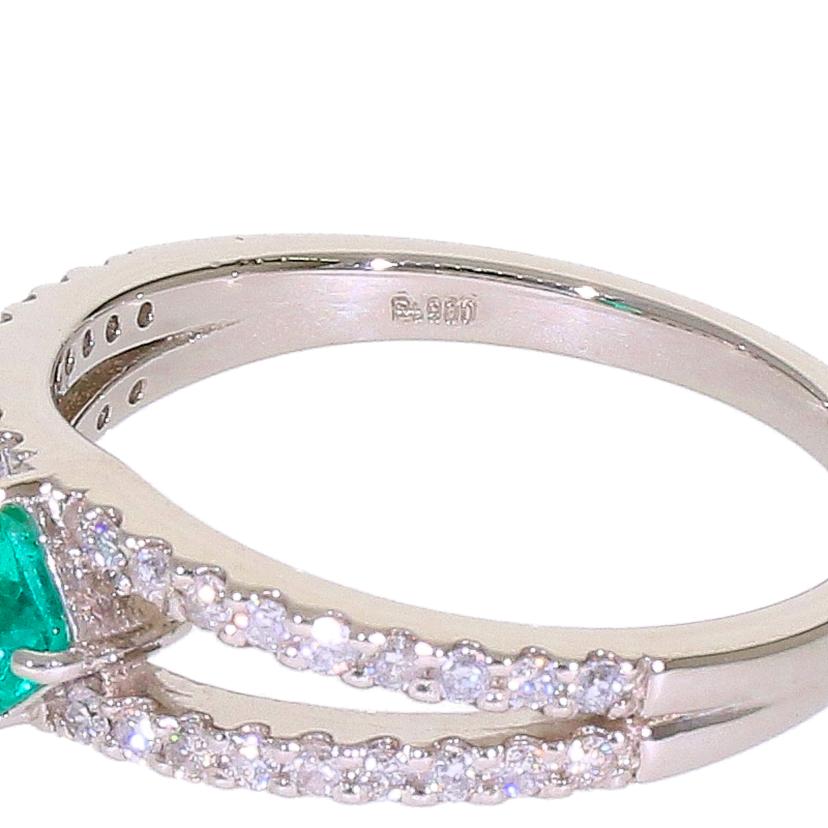 / PT900エメラルドダイヤリング0.30/D0.24ct//Aランク/63