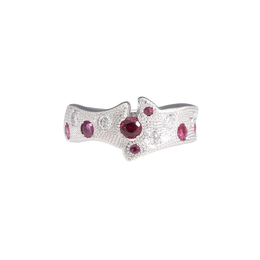 / K18WGルビーダイヤリング0.538/D0.332ct//Aランク/19