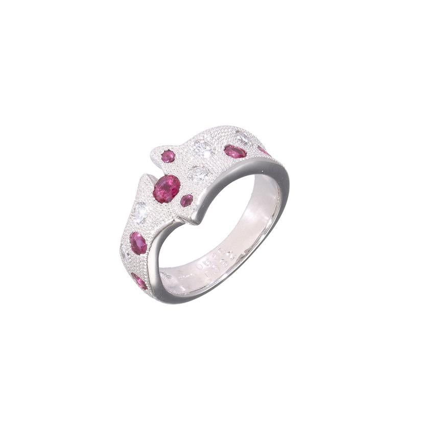 / K18WGルビーダイヤリング0.538/D0.332ct//Aランク/19