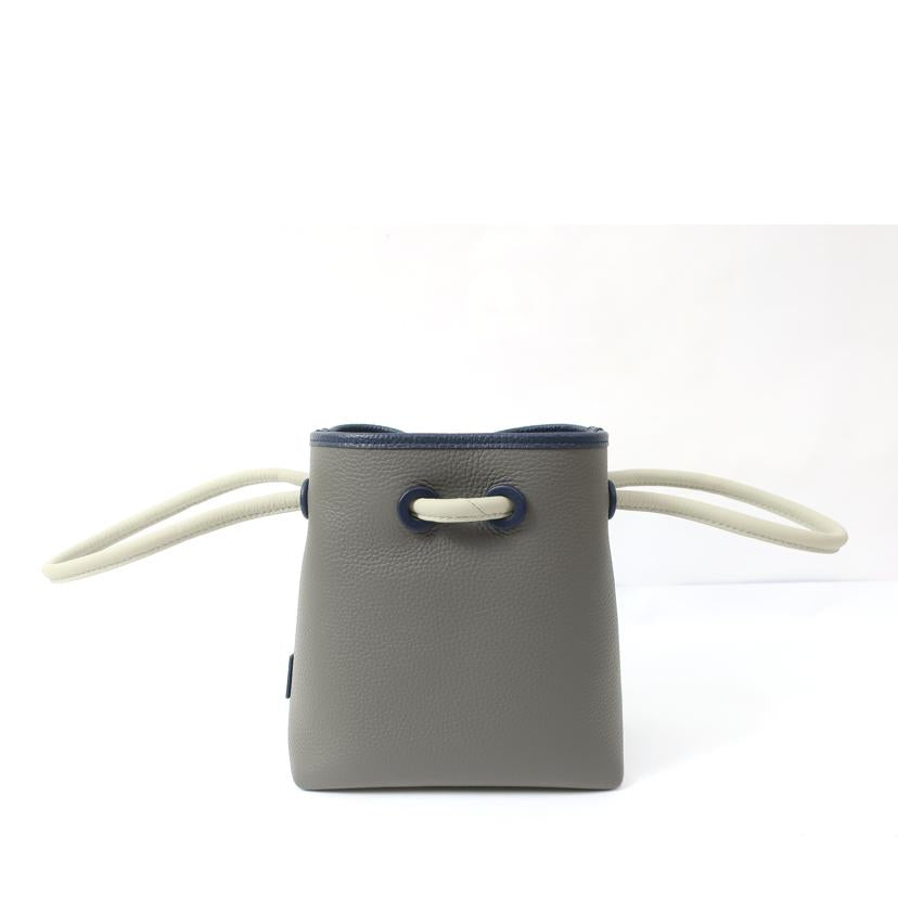 VASIC×TOMORROWLAND ヴァジック×トゥモローランド/レザーハンドバッグ 巾着 グレー×ネイビー//SAランク/65