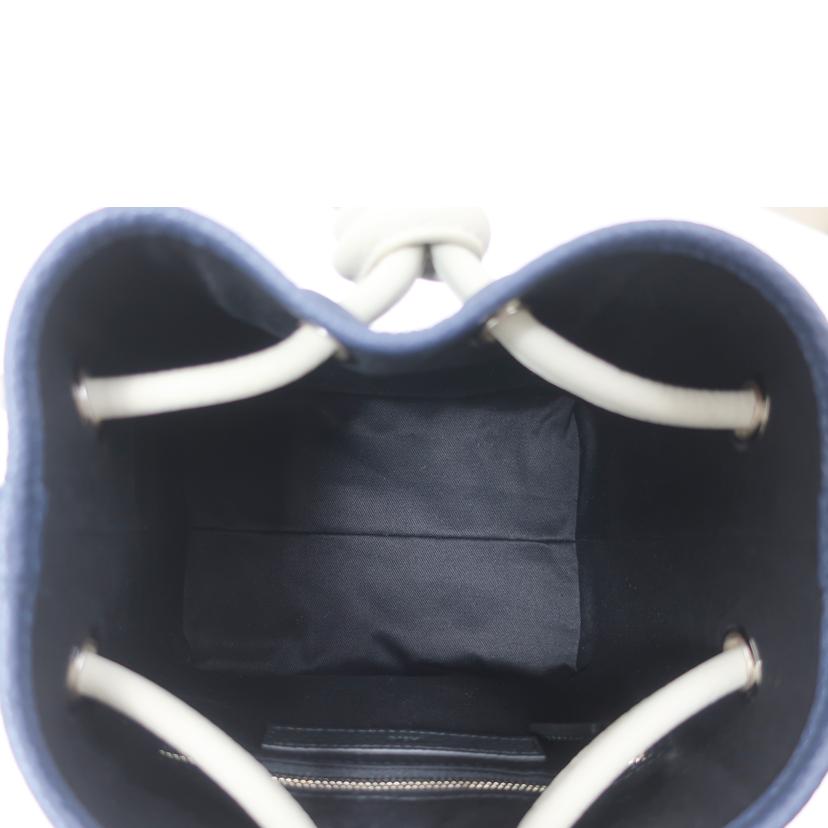 VASIC×TOMORROWLAND ヴァジック×トゥモローランド/レザーハンドバッグ 巾着 グレー×ネイビー//SAランク/65