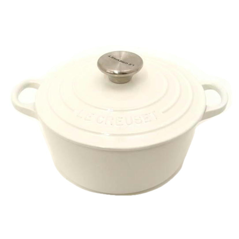 LE CREUSET ルクルーゼ/ココットロンド 18cm/両手鍋 シャイニーホワイト//Sランク/69