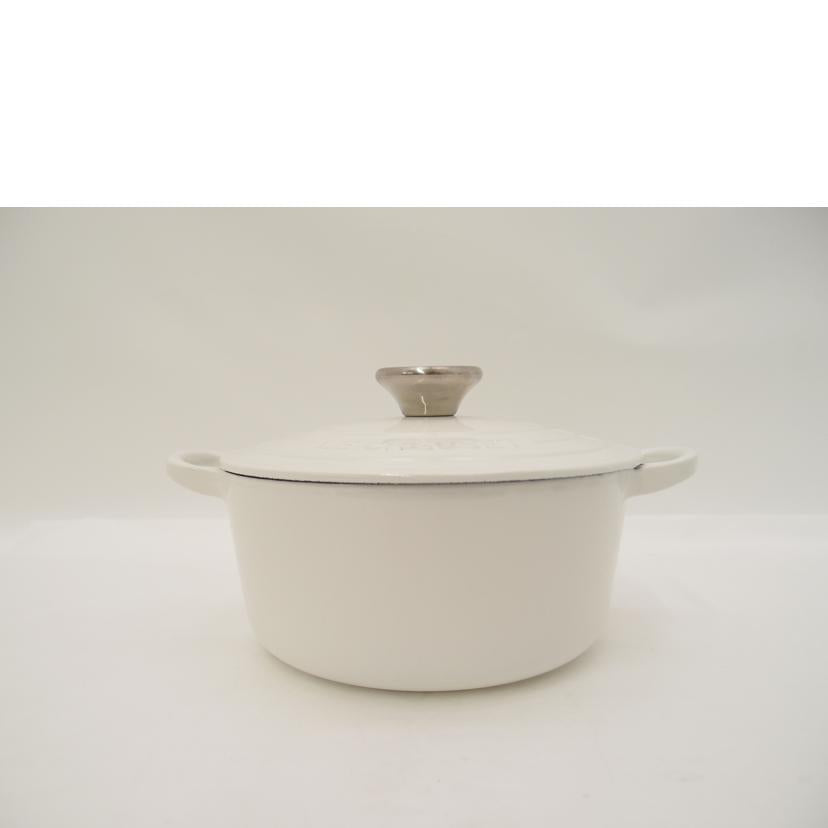 LE CREUSET ルクルーゼ/ココットロンド 18cm/両手鍋 シャイニーホワイト//Sランク/69