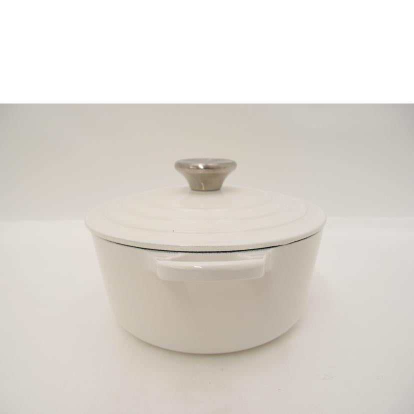LE CREUSET ルクルーゼ/ココットロンド 18cm/両手鍋 シャイニーホワイト//Sランク/69