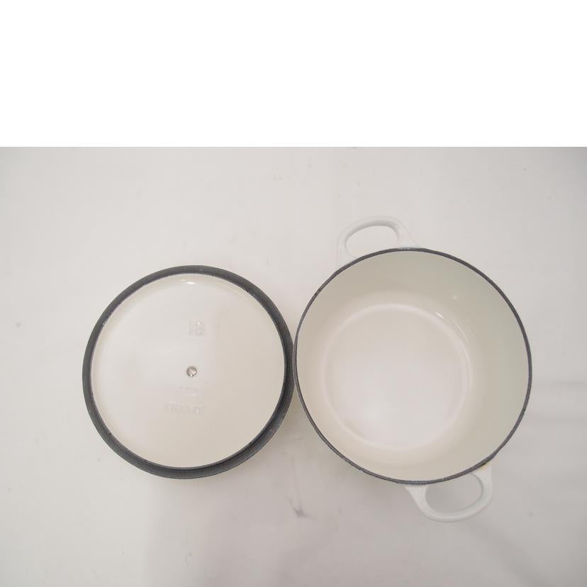 LE CREUSET ルクルーゼ/ココットロンド 18cm/両手鍋 シャイニーホワイト//Sランク/69