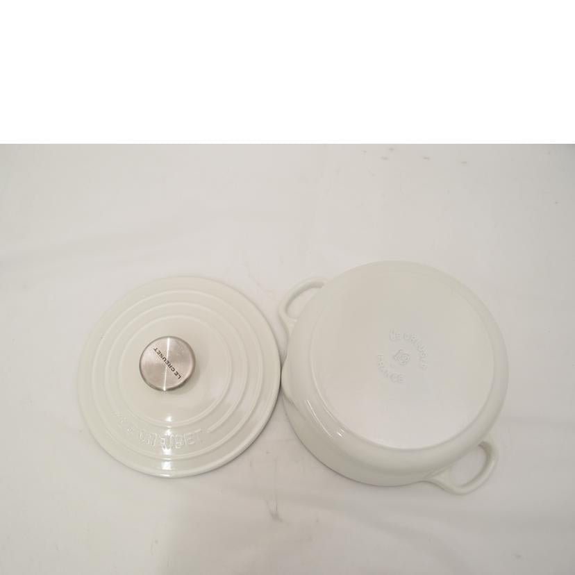 LE CREUSET ルクルーゼ/ココットロンド 18cm/両手鍋 シャイニーホワイト//Sランク/69