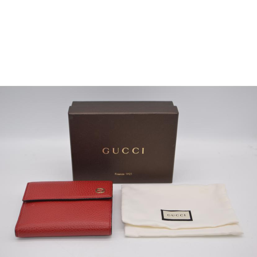 GUCCI グッチ/■インターロッキングGレザー財布/ルージュ/449405//209*/Aランク/89