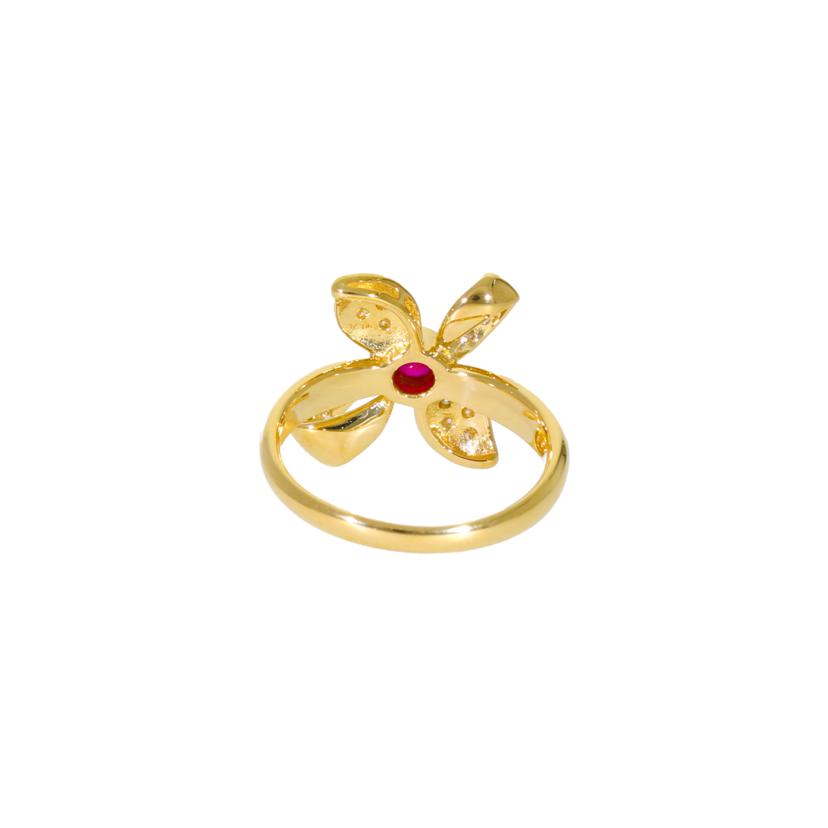 / K18ルビーダイヤリング0.24/D0.14ct//Aランク/94