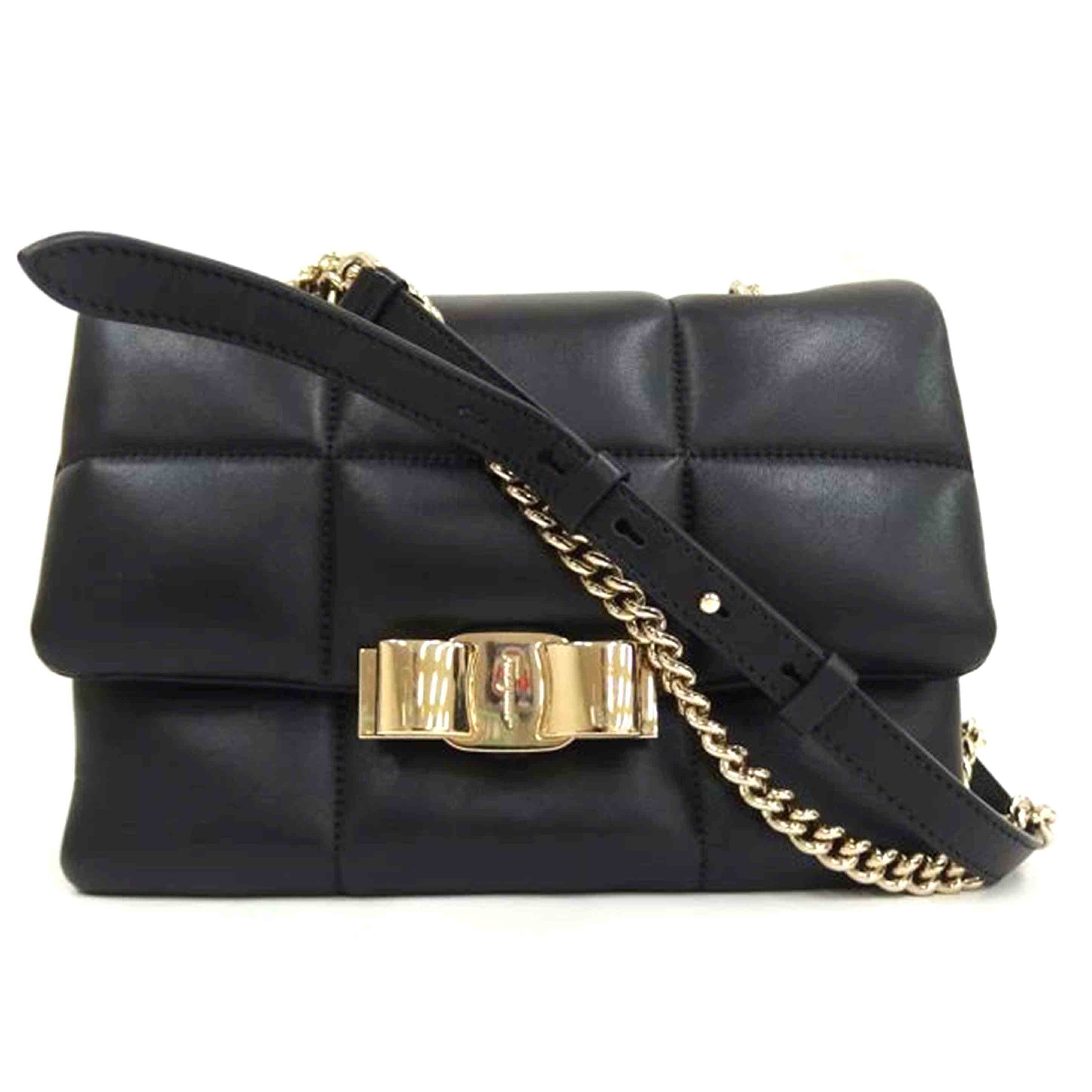 S.Ferrgamamo フェラガモ/ヴァラリボンキルティングチェーンショルダー//ABランク/82