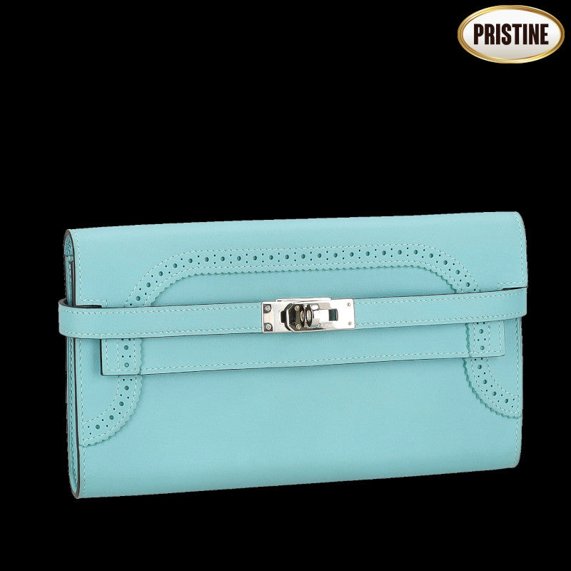 HERMES エルメス/ケリーウオレット・ギリーズ スイフト ブルーアトール/068964CK//T刻印/Aランク/88