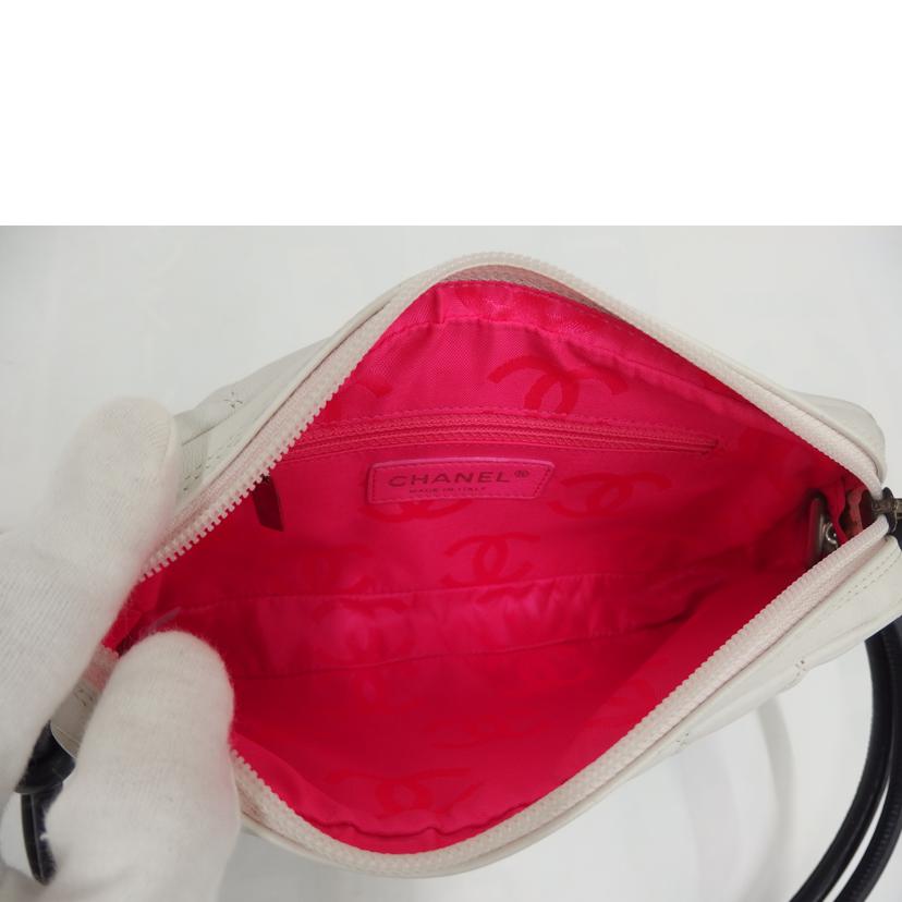 CHANEL シャネル/カンボンラインミニポーチ/白/黒//889****/ABランク/82