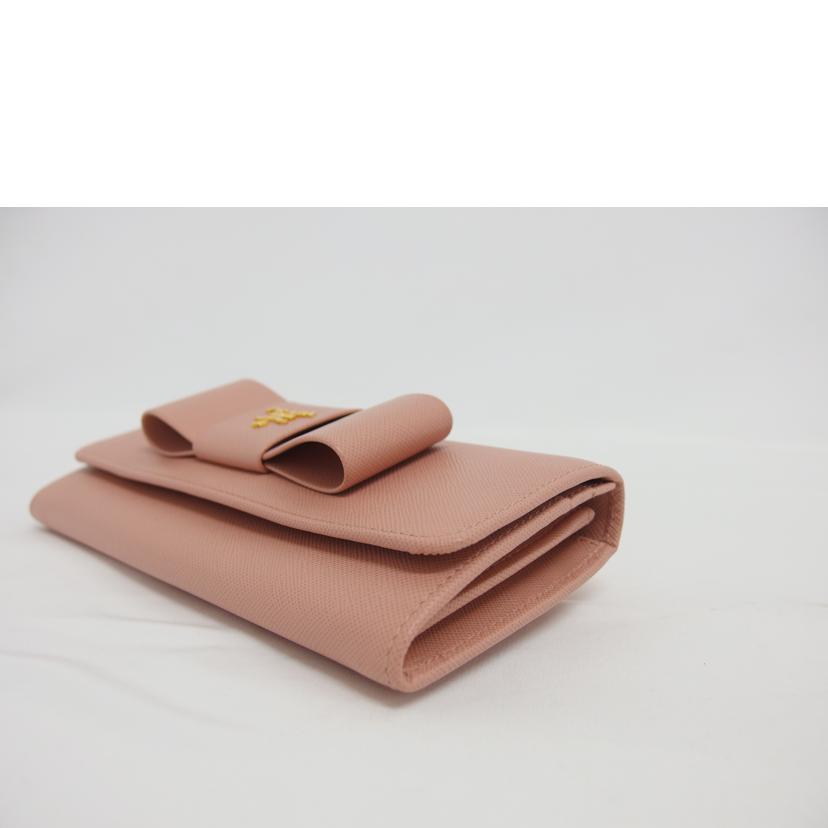 PRADA プラダ/リボン Wホック長財布/ピンク/1M1132//12/SAランク/18
