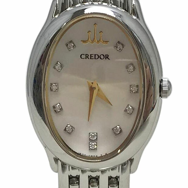 SEIKO セイコー/クレドール 12Pダイヤモンド ホワイトシェル/1E70-0BH0//990***/Bランク/51