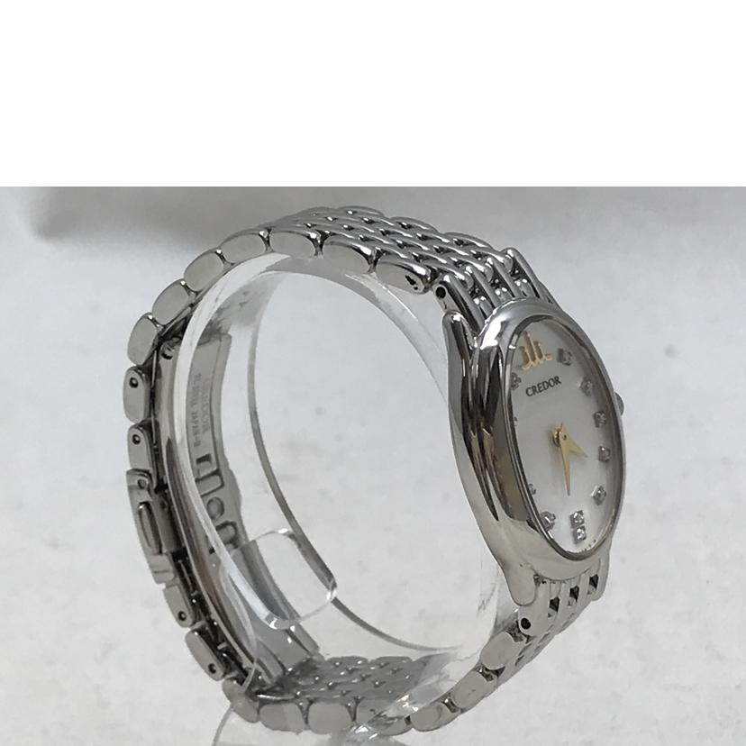 SEIKO セイコー/クレドール 12Pダイヤモンド ホワイトシェル/1E70-0BH0//990***/Bランク/51