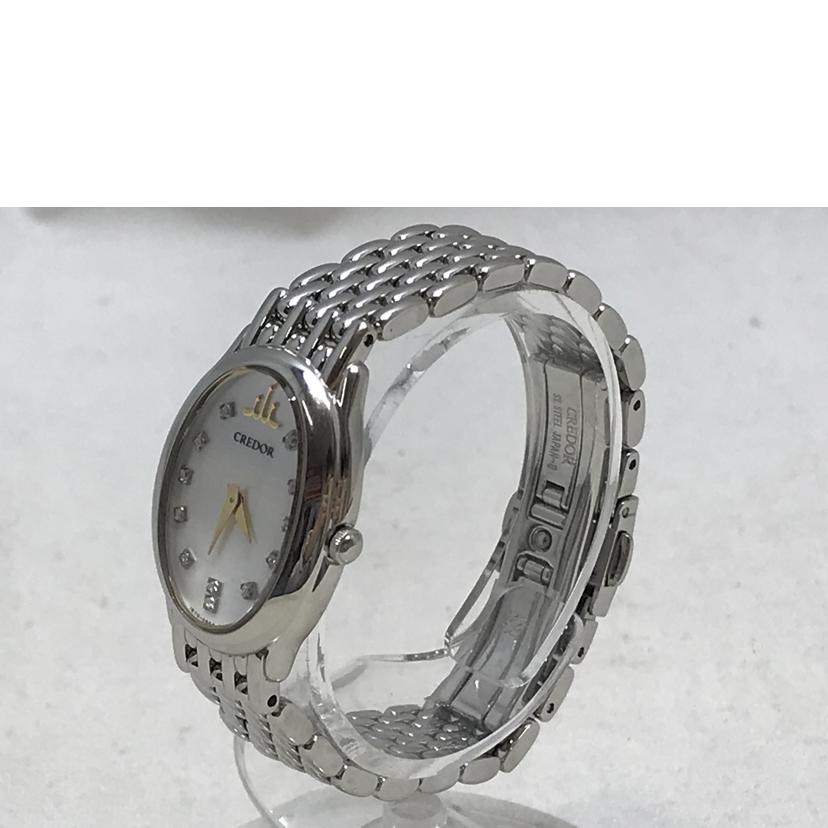 SEIKO セイコー/クレドール 12Pダイヤモンド ホワイトシェル/1E70-0BH0//990***/Bランク/51