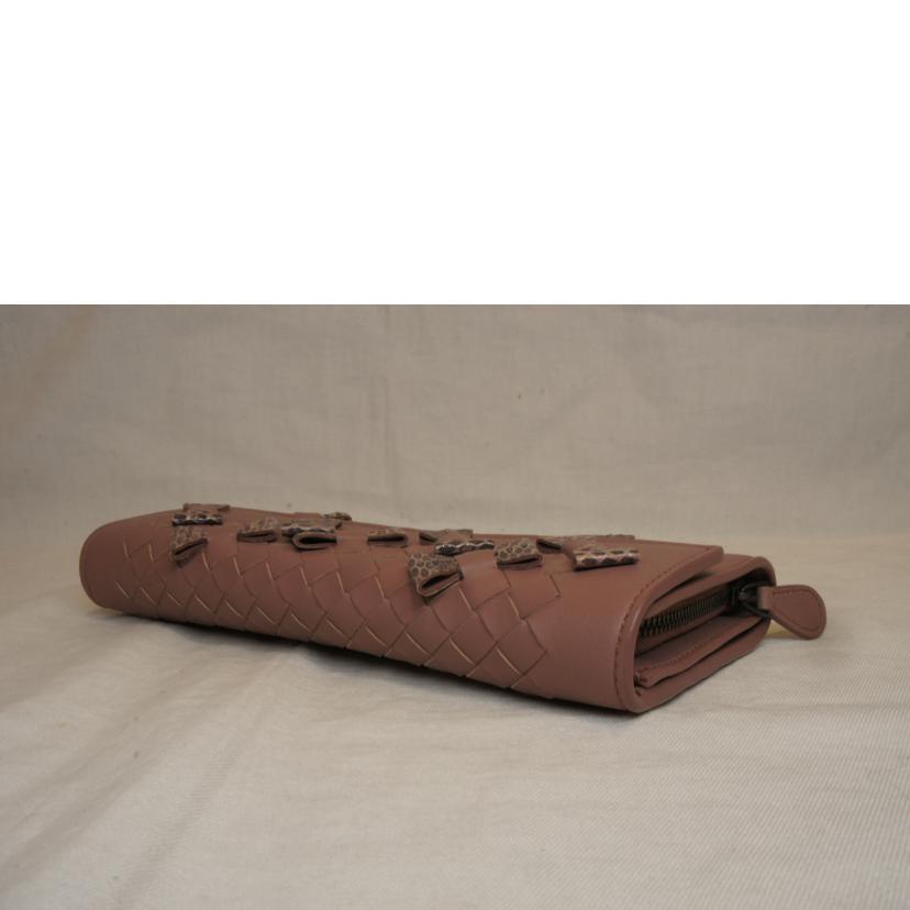 BOTTEGA VENETA ボッテガヴェネタ/リボニントレチャートロングウォレットピンクベージュ//SAランク/92