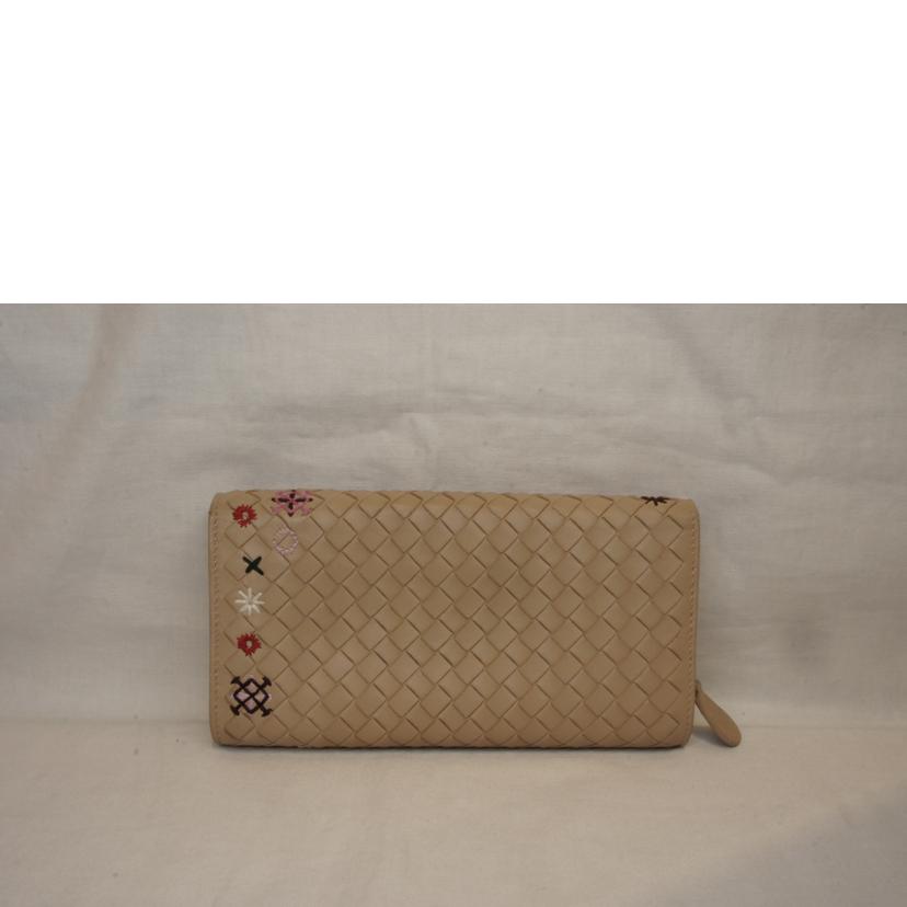 BOTTEGA VENETA ボッテガヴェネタ/刺繍イントレチャートレザーロングウォレット//SAランク/92