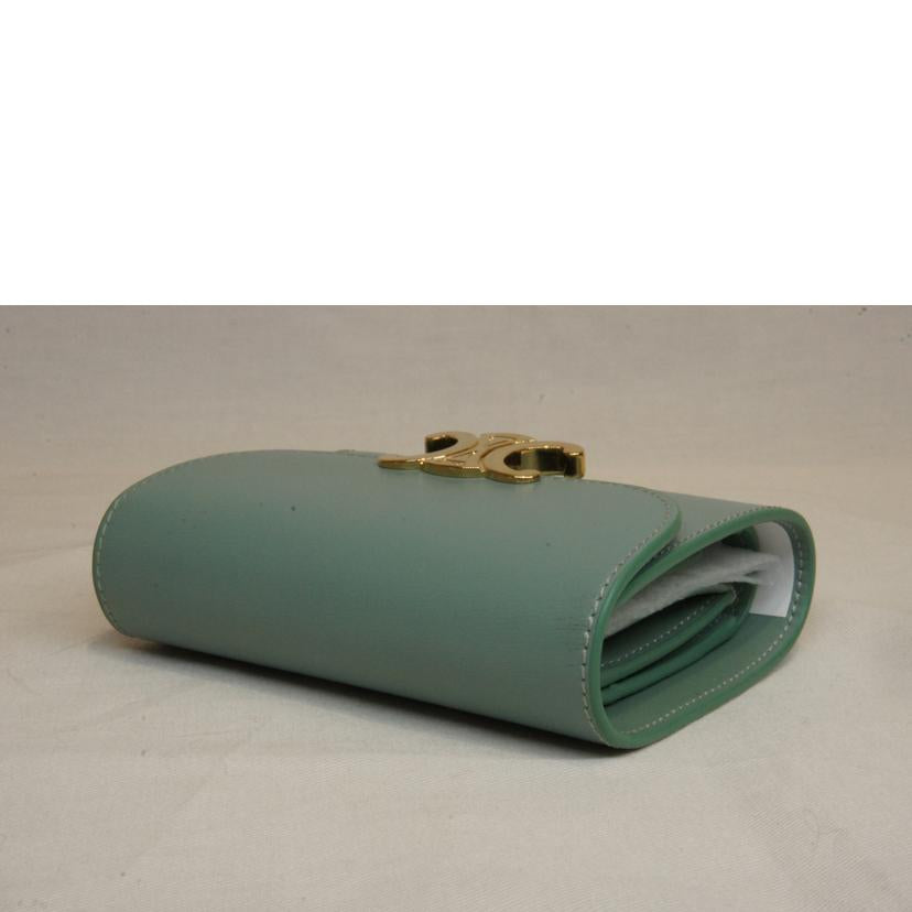 CELINE セリーヌ/トリオンフコンパクトウォレットグリーン//SAランク/92