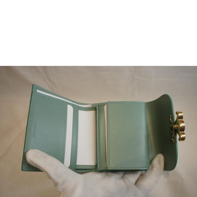 CELINE セリーヌ/トリオンフコンパクトウォレットグリーン//SAランク/92