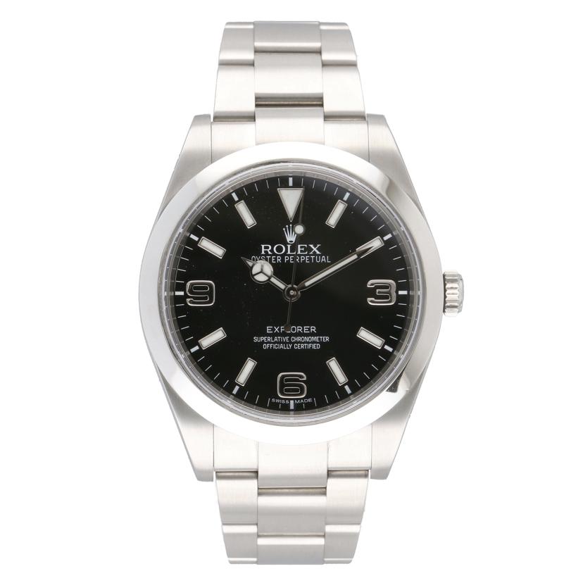 ROLEX ロレックス 腕時計 新品仕上済 ランダムシリアル 前期型 ブラックダイアル ステンレス メンズ 自動巻き/エクスプローラー1・ブラックアウト/ランダム番/214270//9M9*****/SAランク/19