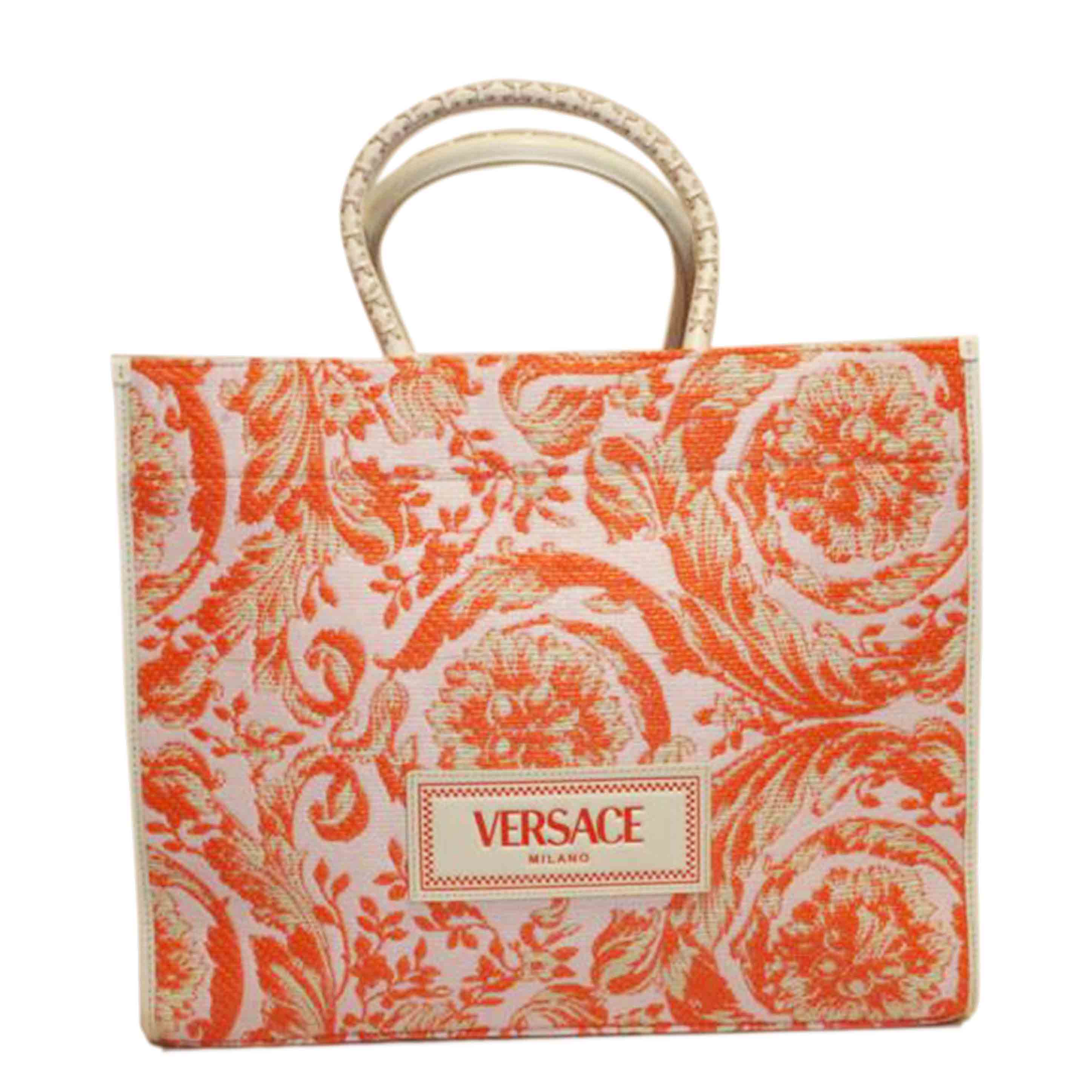 VERSACE ヴェルサーチ/バロッコアテナラフィアラージトート//Aランク/92