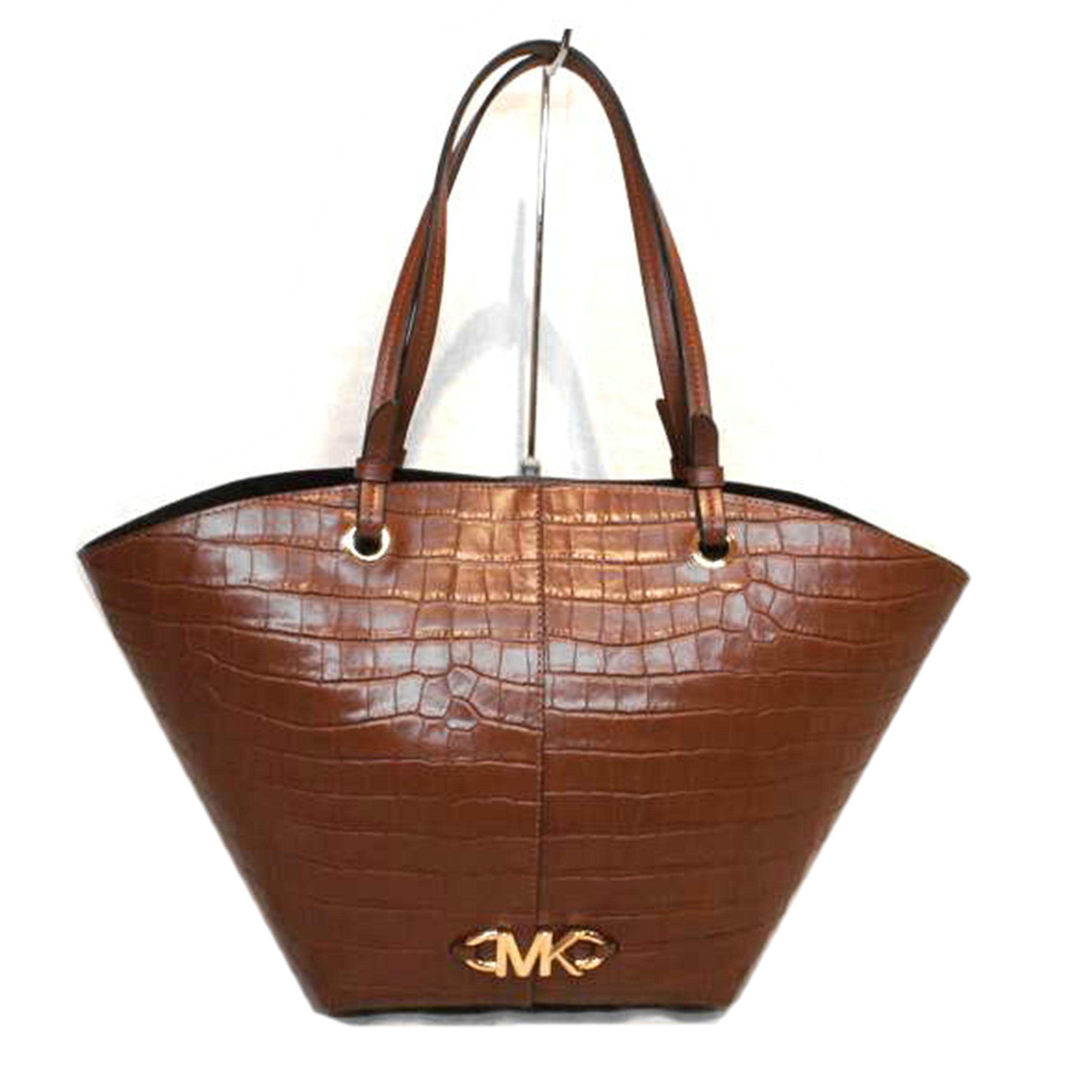 MICHAEL KORS/クロコ型押バケットトートブラウンMK金具//Aランク/92