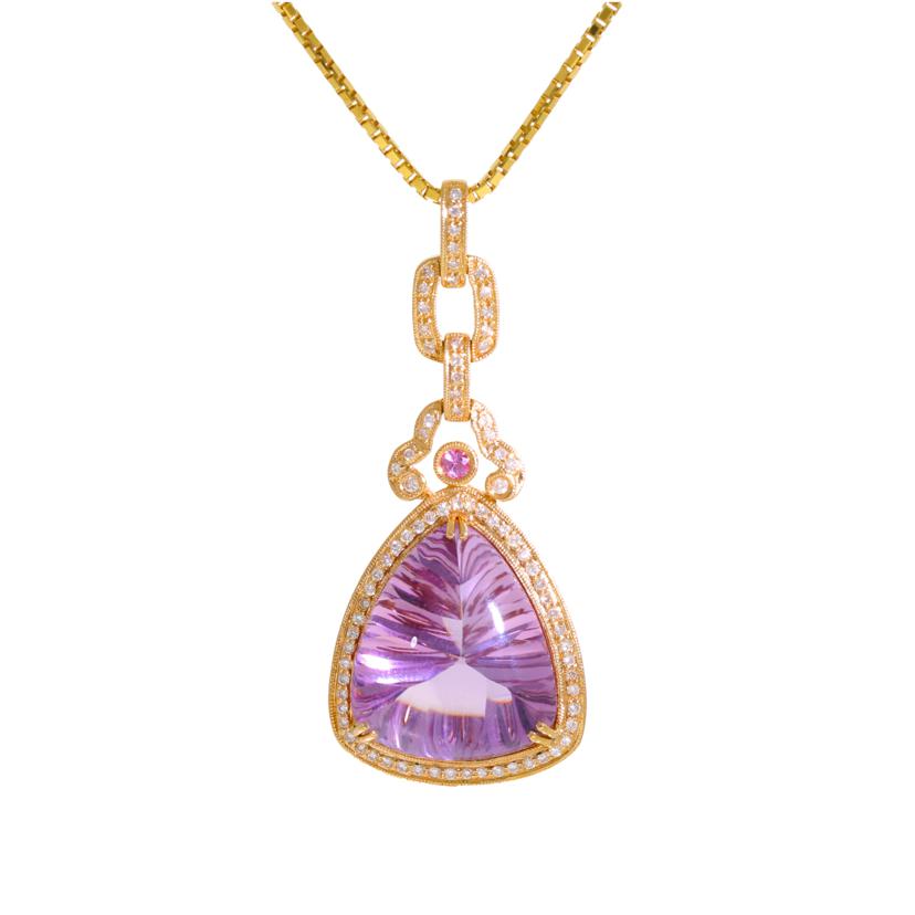 K18アメジストダイヤネックレス20.57/D0.45ct//Aランク/69