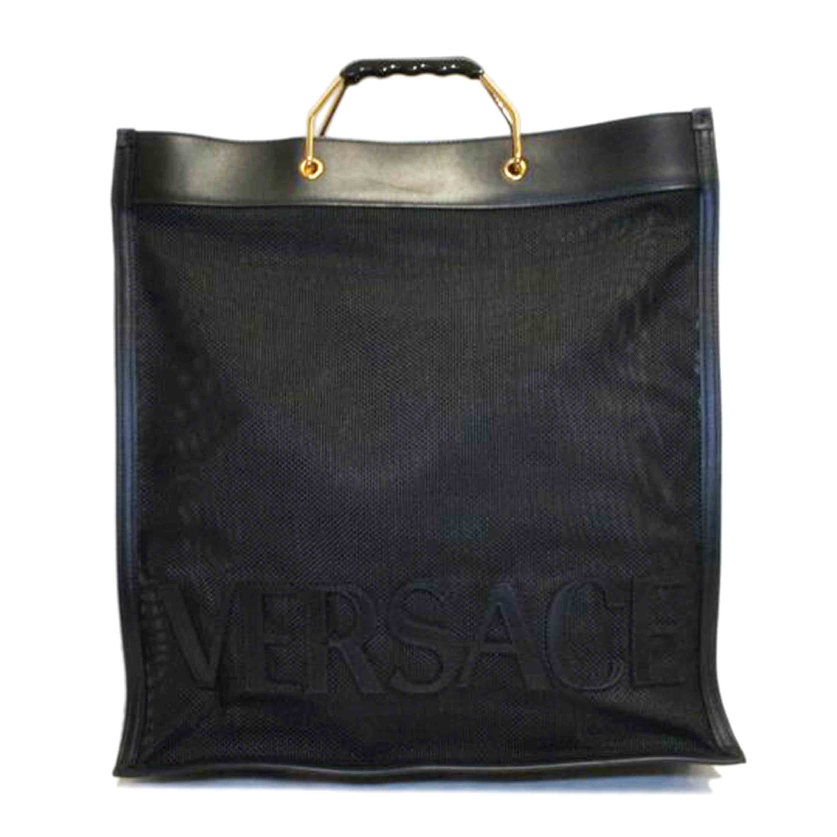 VERSACE ヴェルサーチ/メッシュロゴハンドブラック//Aランク/92