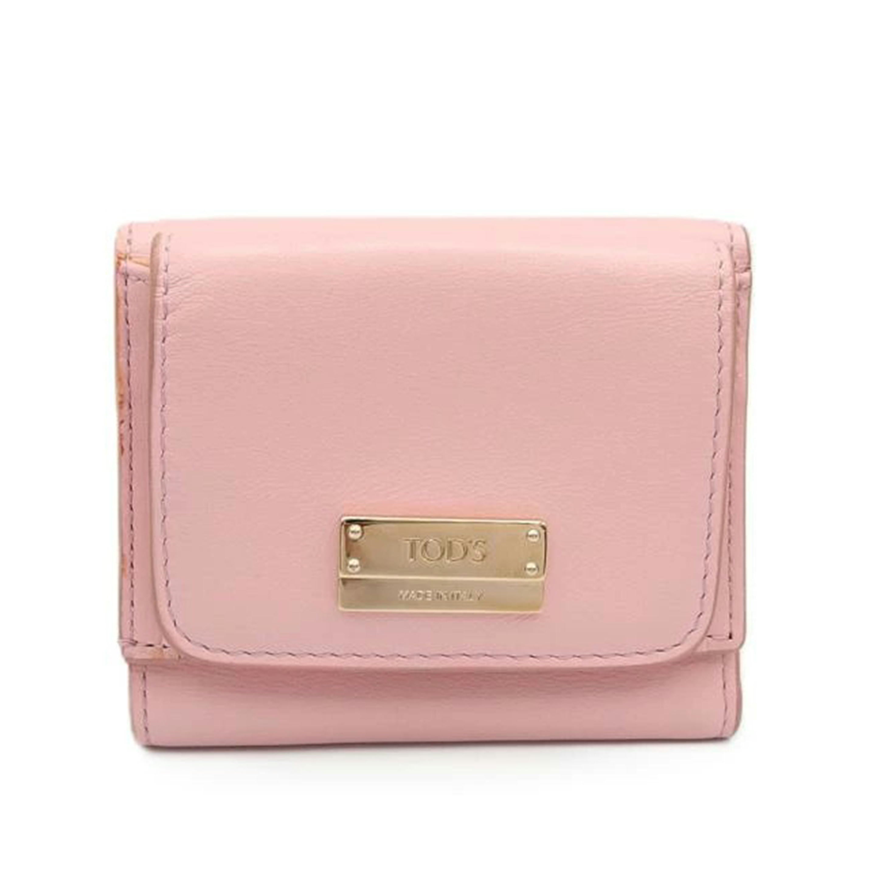 TOD'S トッズ/ミニ三つ折り財布/レザーメタルバー/ピンク//ABランク/04