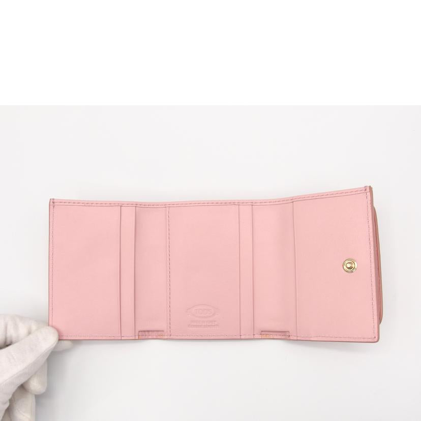 TOD'S トッズ/ミニ三つ折り財布/レザーメタルバー/ピンク//ABランク/04