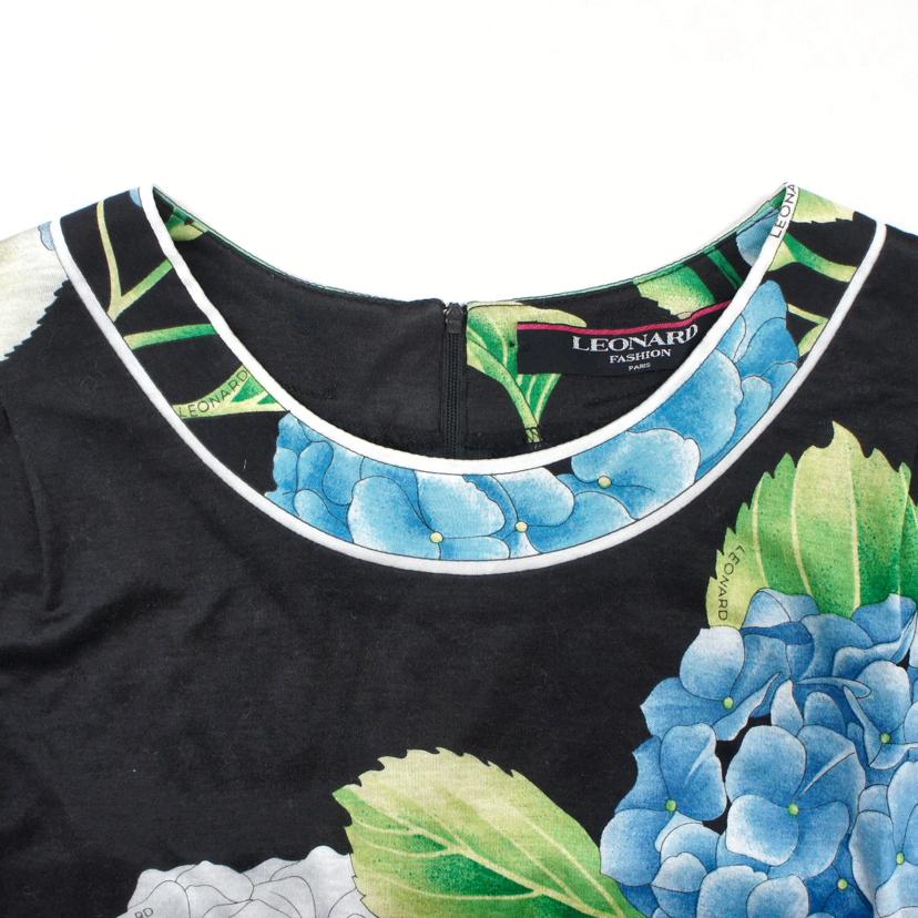 LEONARD レオナール/花柄カットソー/7分袖/ブラック//サイズ M/Bランク/05