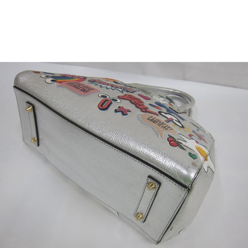 ANYA HINDMARCH アニヤハインドマーチ/ANYA HINDMARCH ステッカーズトートバック/シルバー//Bランク/82