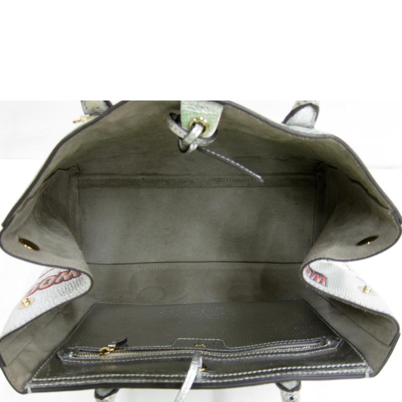 ANYA HINDMARCH アニヤハインドマーチ/ANYA HINDMARCH ステッカーズトートバック/シルバー//Bランク/82