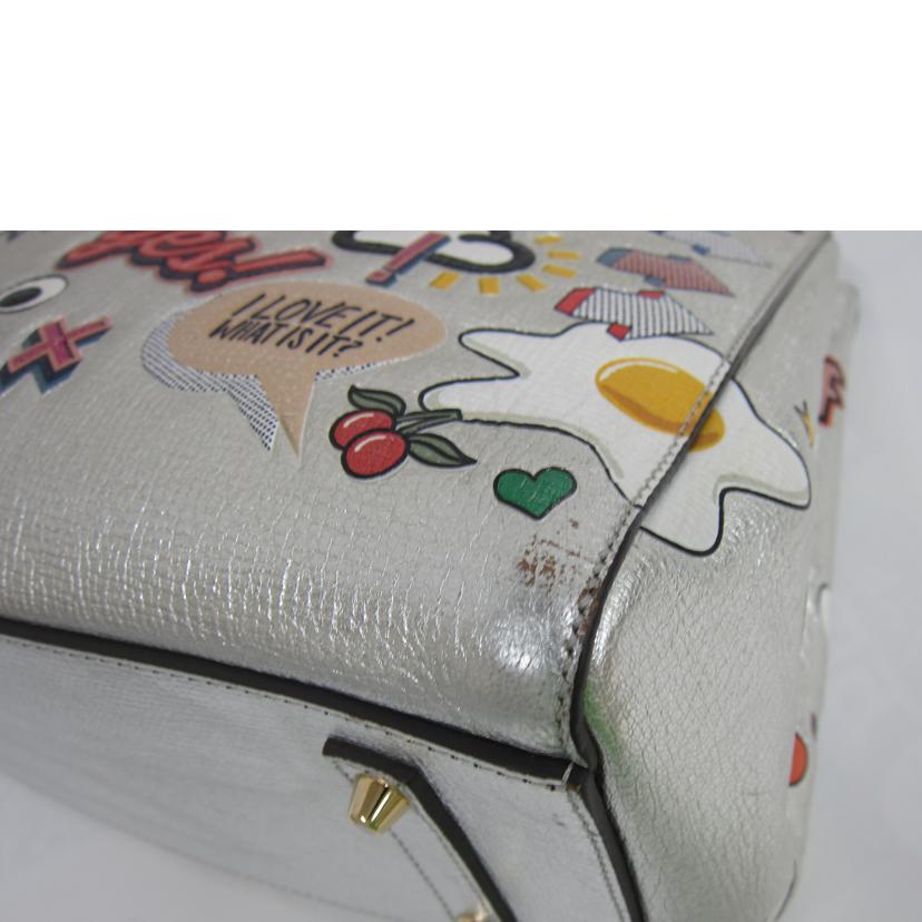 ANYA HINDMARCH アニヤハインドマーチ/ANYA HINDMARCH ステッカーズトートバック/シルバー//Bランク/82