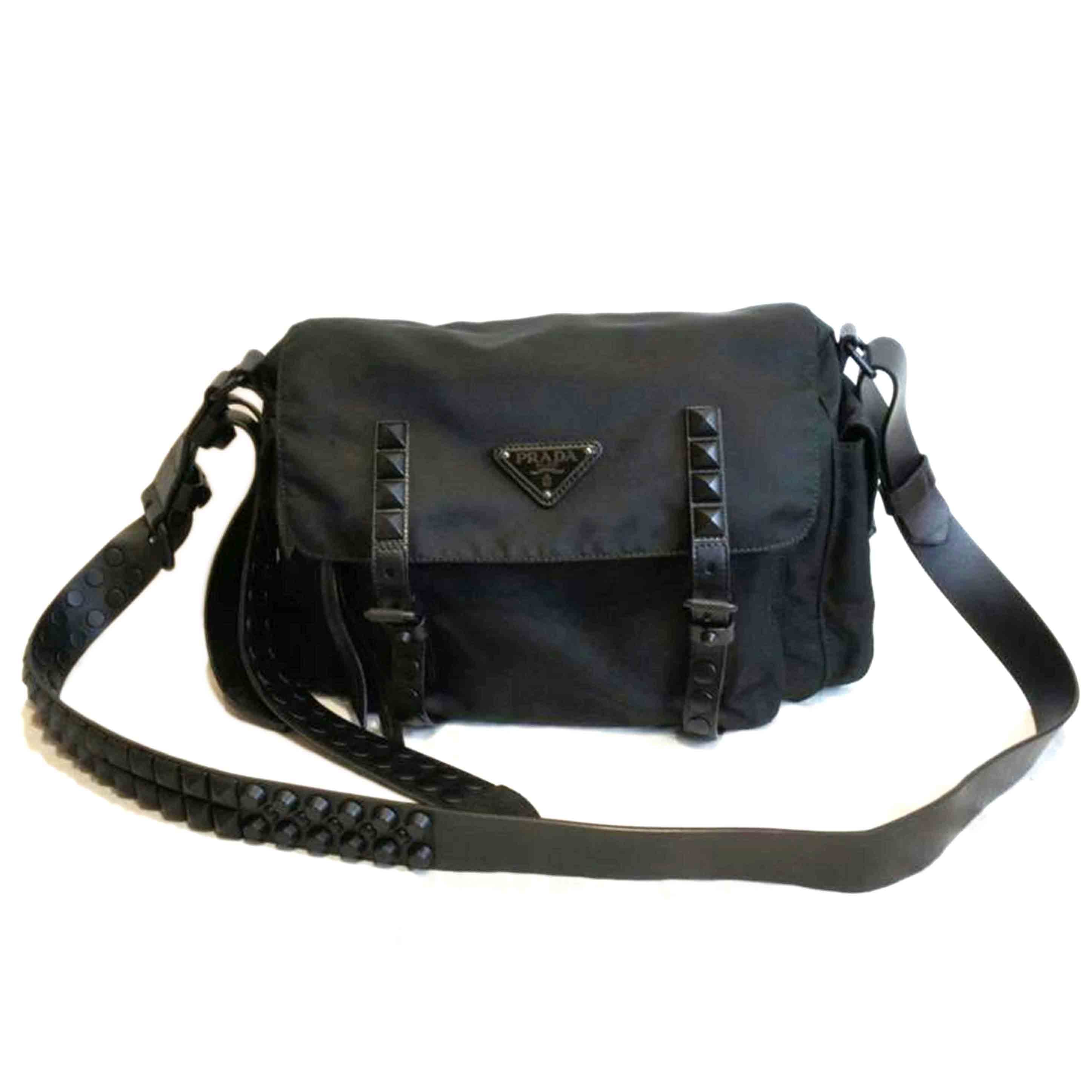 PRADA プラダ/ナイロンスタッズショルダーブラック/1BD118//255/Aランク/92