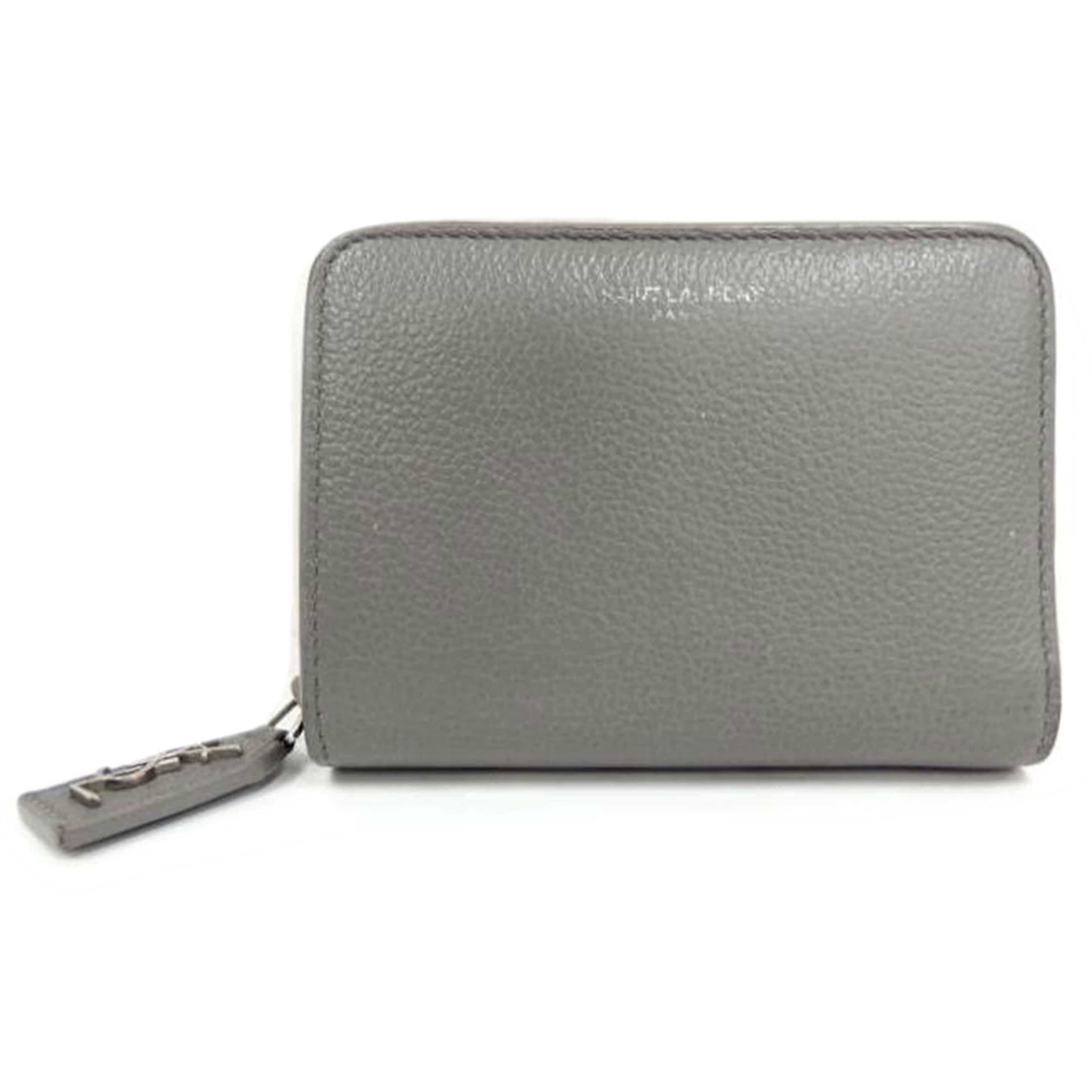 SAINT LAURENT サンローラン/ラウンドファスナー2折りウォレット/グレー//Cランク/82