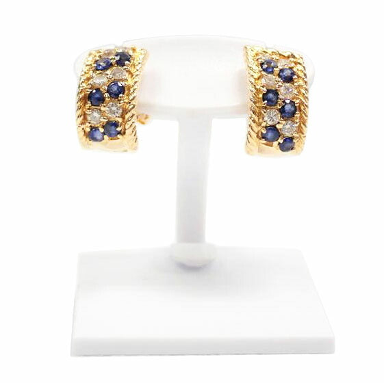 k18/k18サファイヤダイヤピアス/5.0g0,29/0.15ctx2//Aランク/62